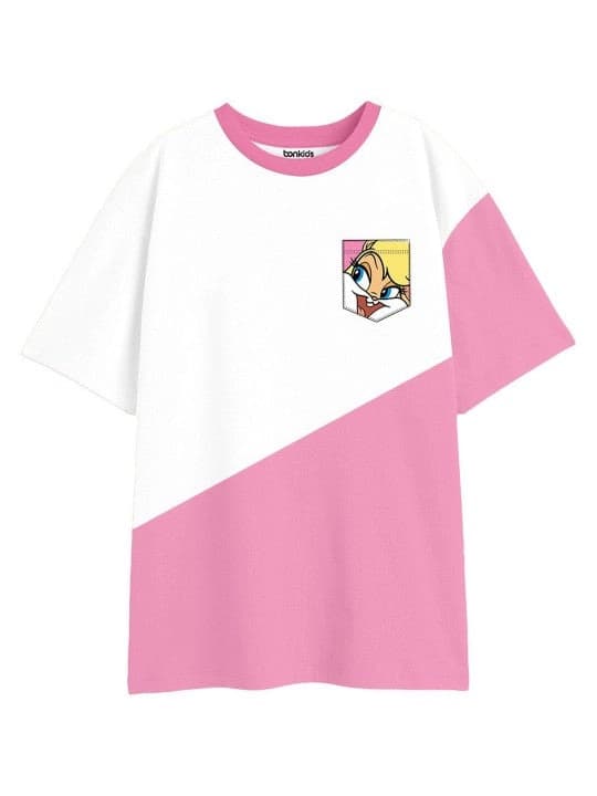 Girls Pink Casual Printed Regular Fit Half Sleeves Tshirt