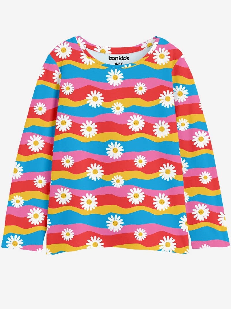 Girls Multicolor Casual Printed Regular Fit Full Sleeves Tshirt