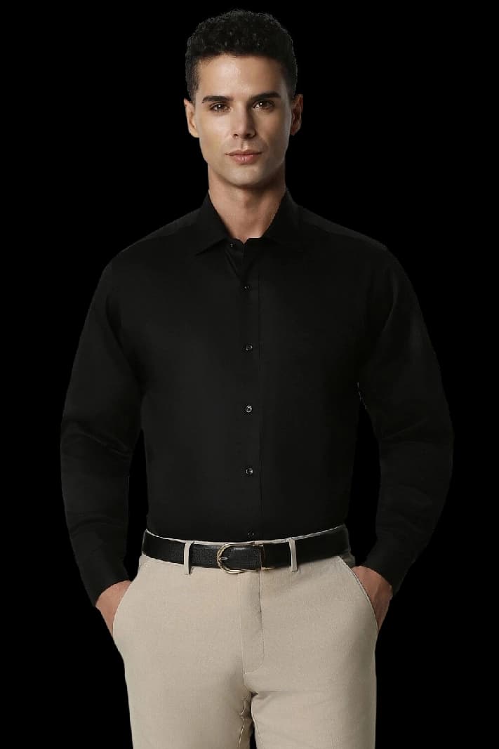 Men's Black Formal Solid Regular Fit Shirt