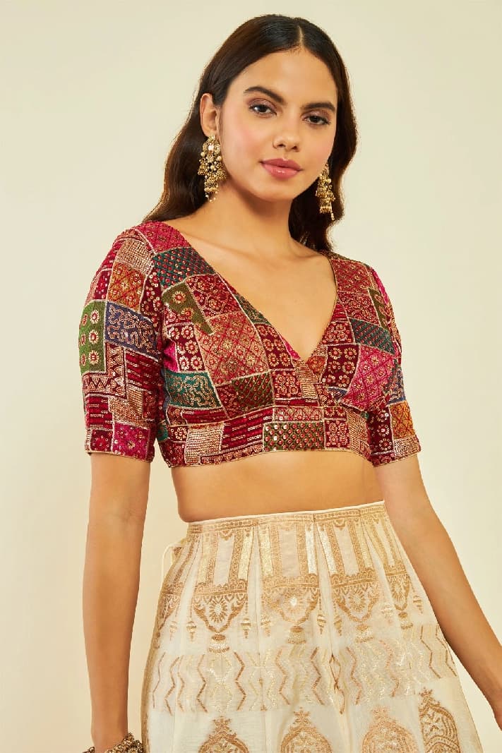 Women's Red Festive Regular Fit Blouse