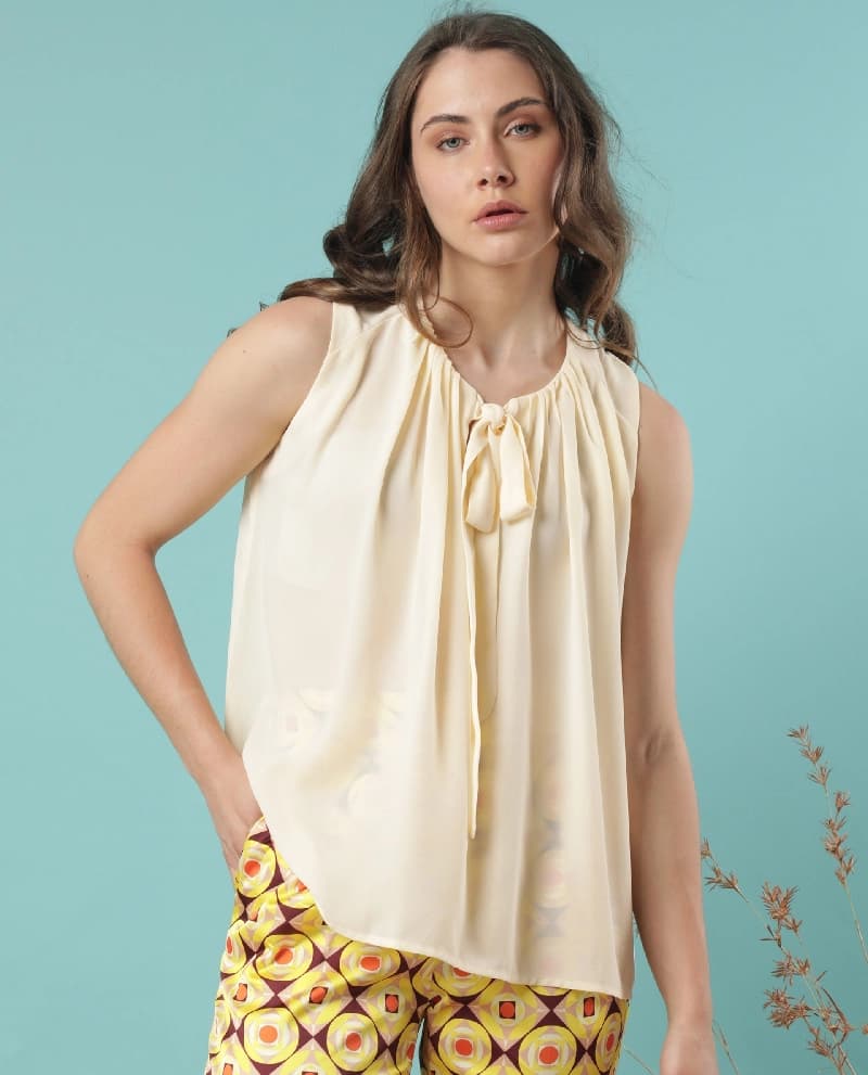 Women's Beige Casual Solid Regular Fit Top