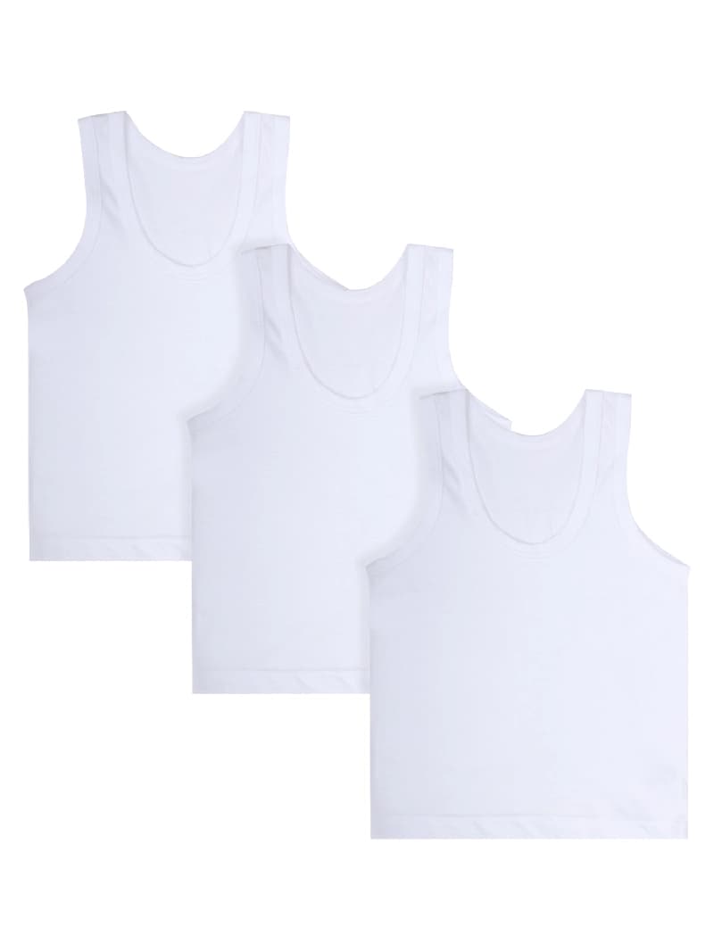 Boys White Casual Printed Vest - Pack of 3