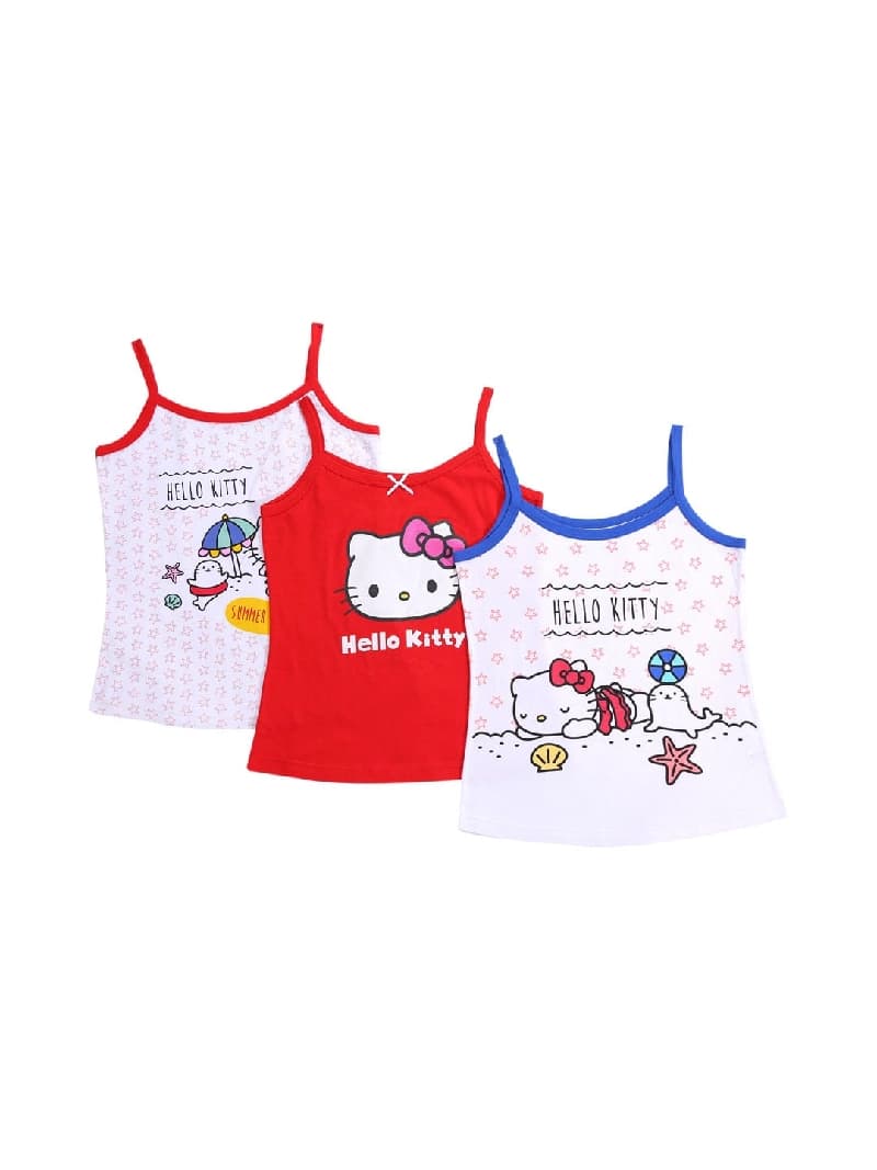 Girls Assorted Casual Printed Vest - Pack of 3