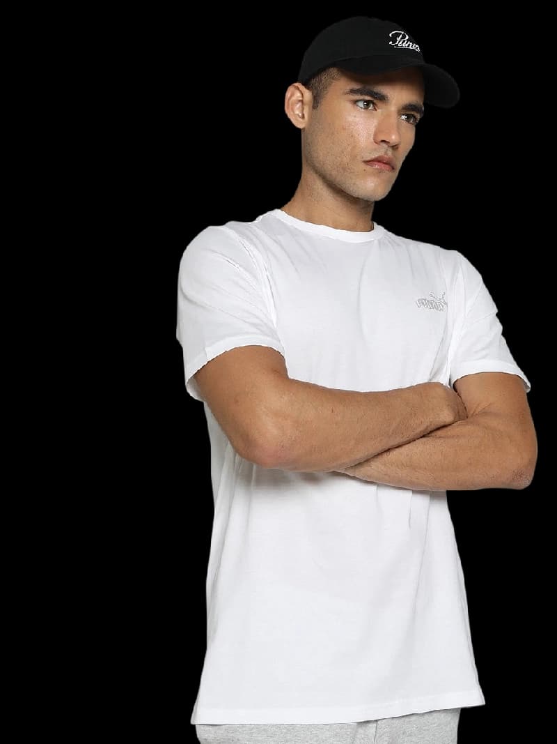 Men's White Casual Regular Fit Tshirt
