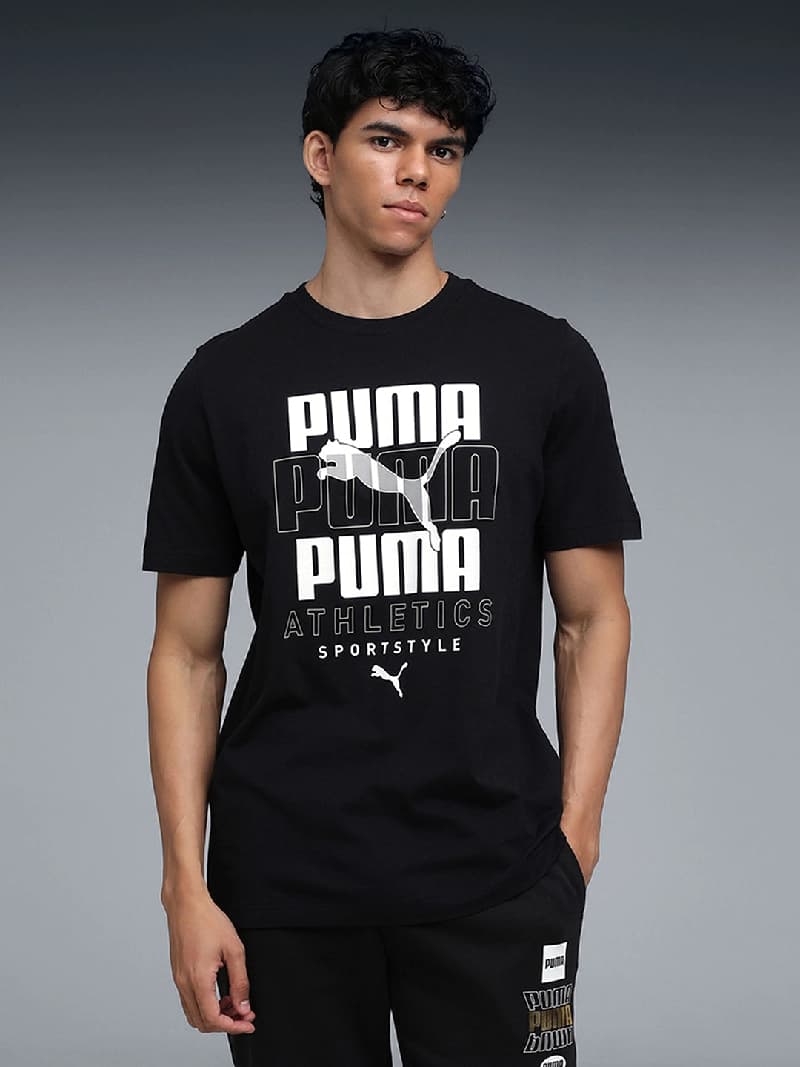 Men's Black Casual Regular Fit Tshirt