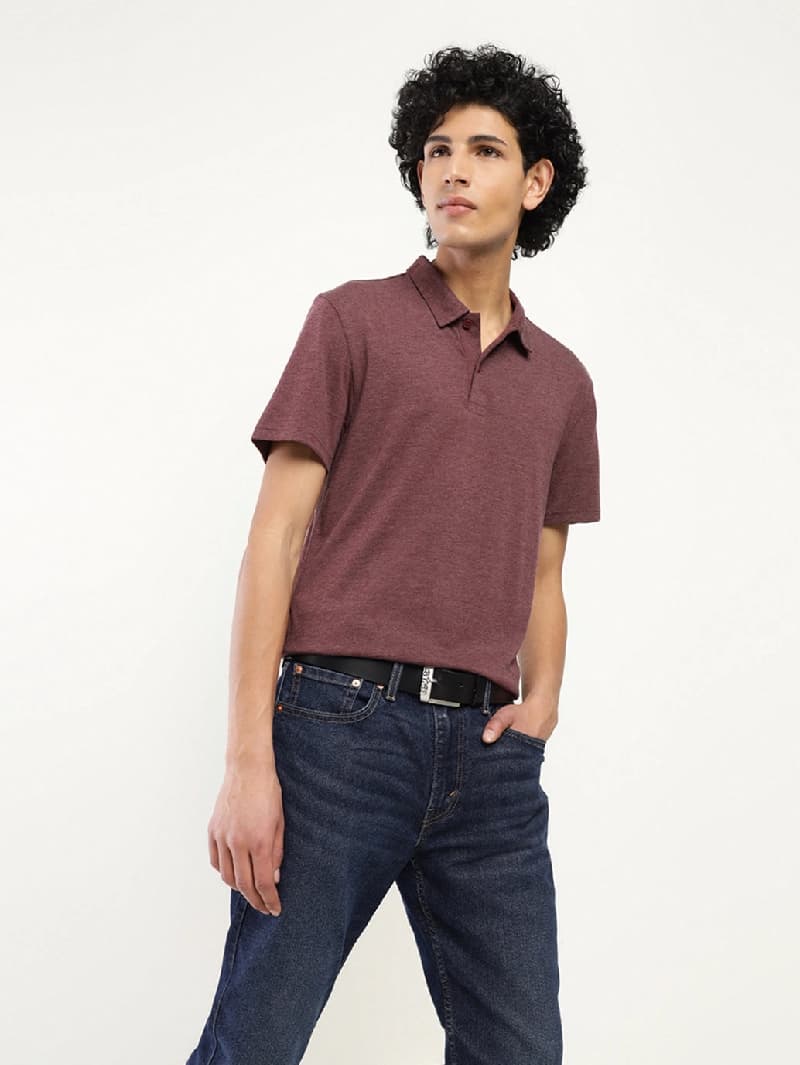 Men's Red Casual Solid Regular Fit Polo Tshirt