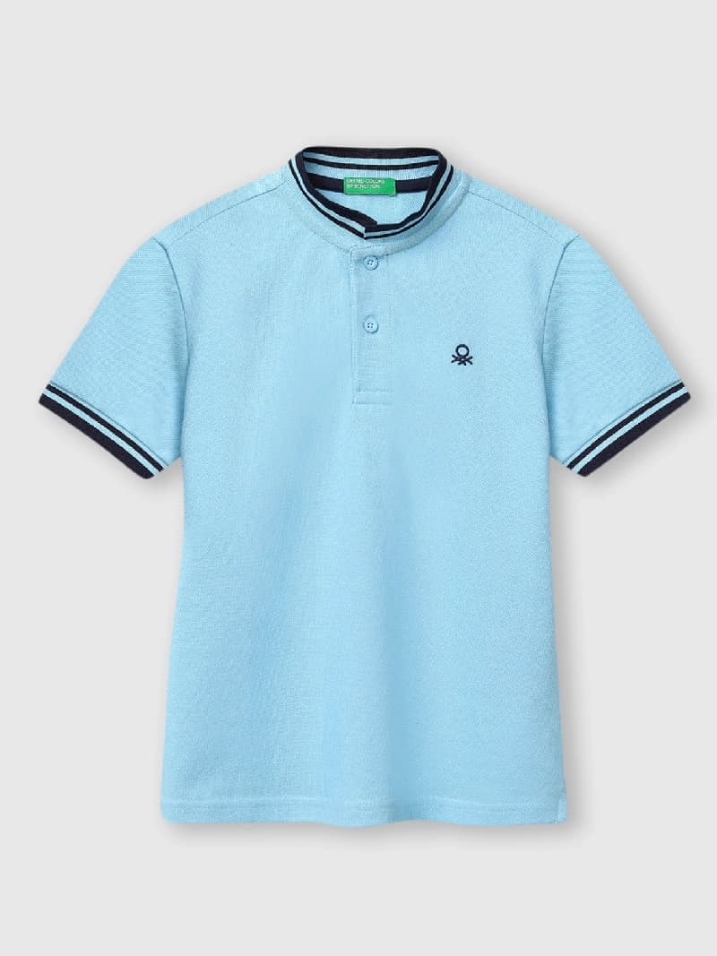 Boys Blue Casual Regular Fit Solid Half Sleeves Tshirt