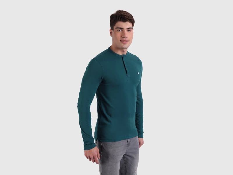 Men's Blue Casual Solid Slim Fit Tshirt