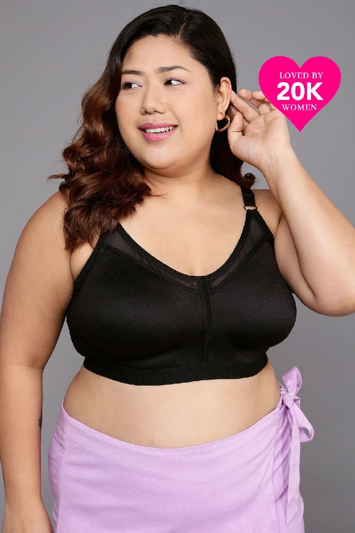 Women's Black Solid Cotton Bra