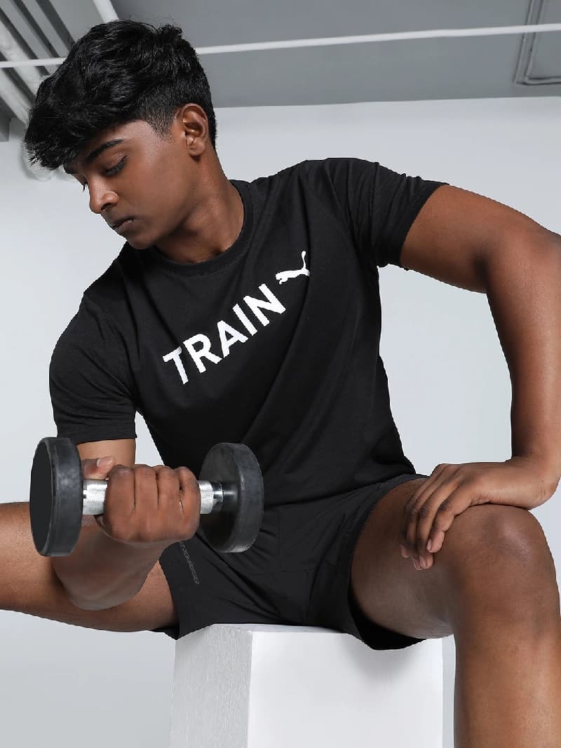 Men's Black Sports Regular Fit Tshirt