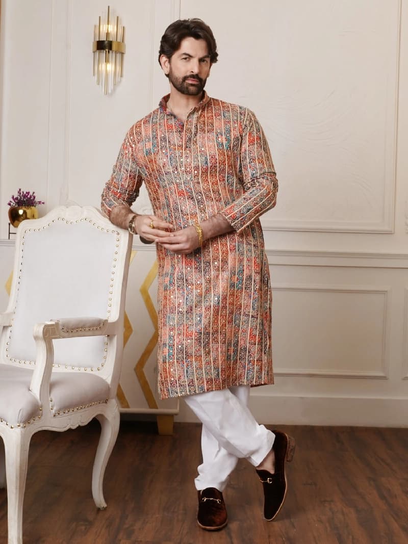Men's Multicolor Festive Kurta