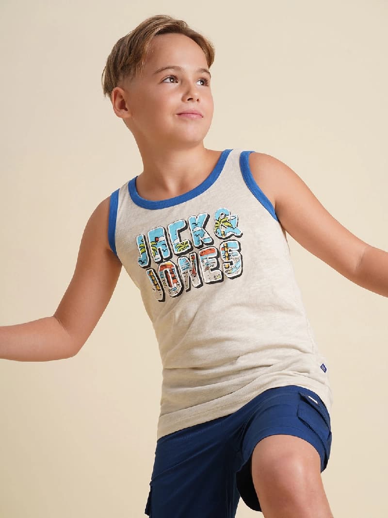 Boys White Casual Regular Fit Tank