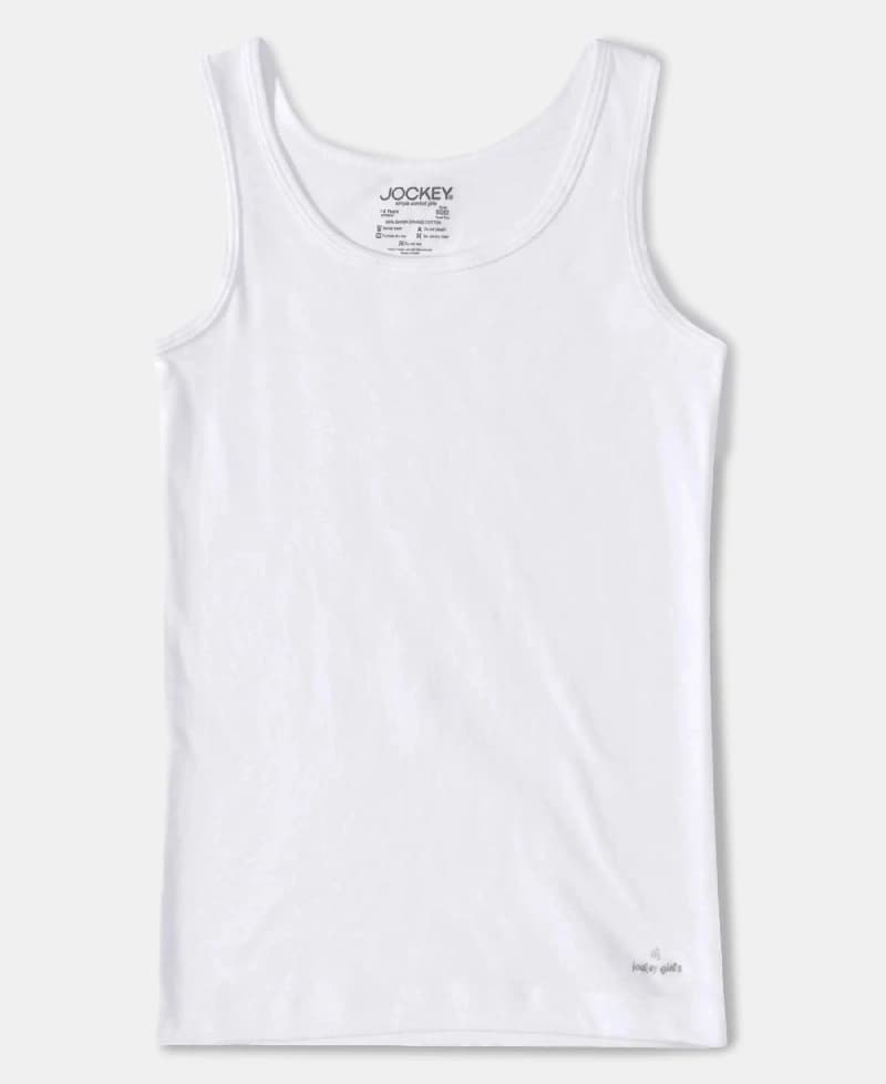 Girl's White Pure Cotton Tank