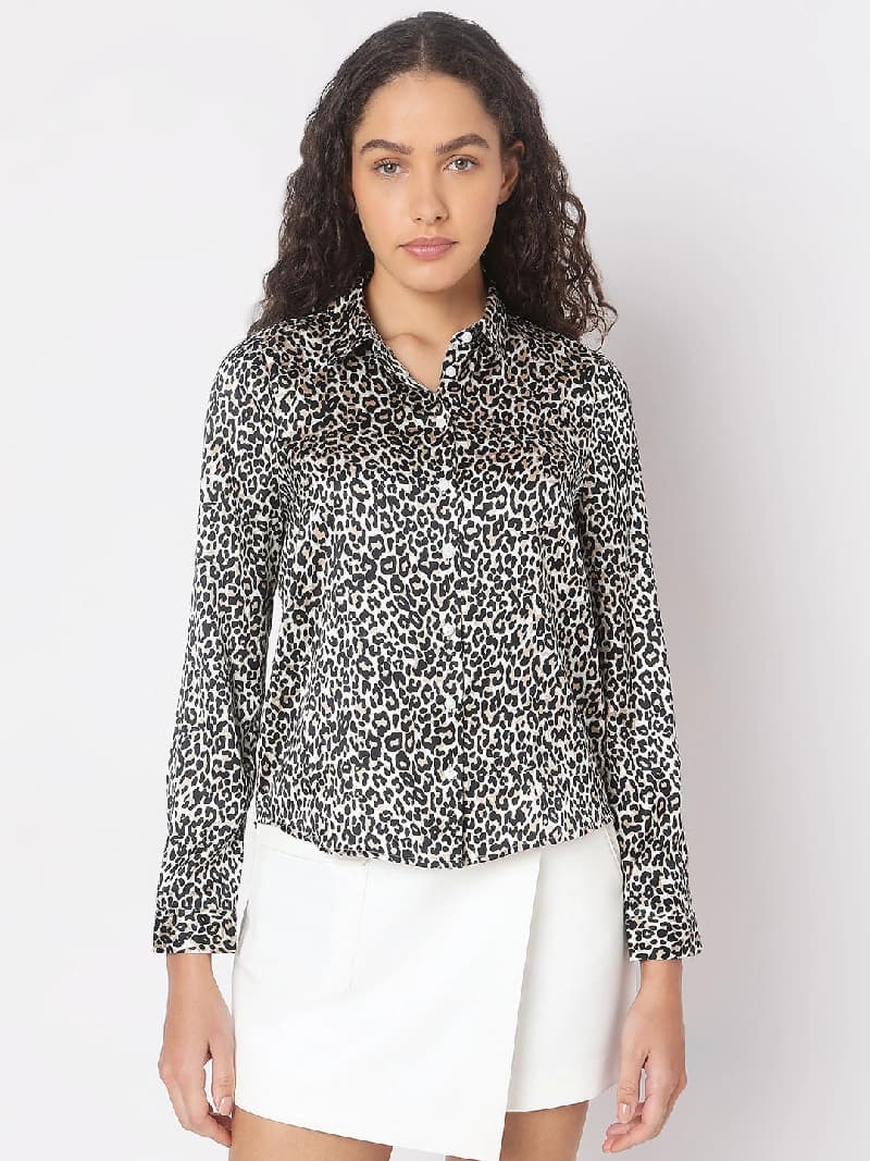 Women's Black Casual Printed Shirt