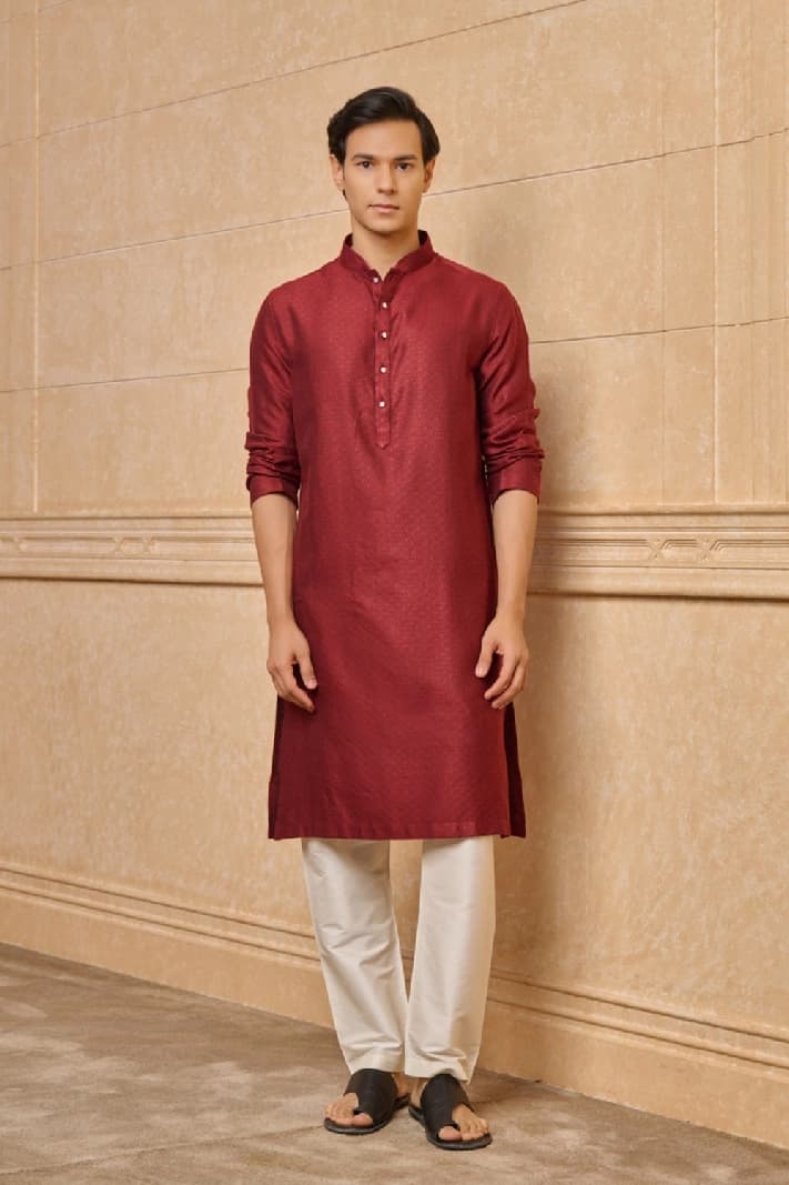 Men's Red Festive Kurta Set
