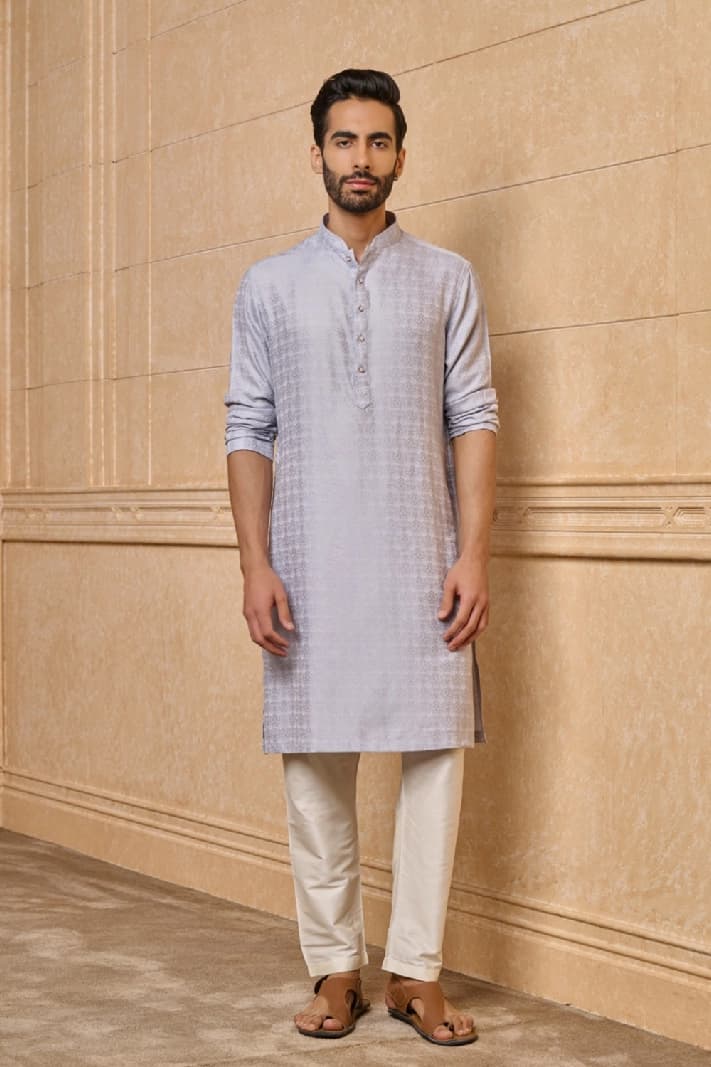 Men's Grey Festive Kurta Set