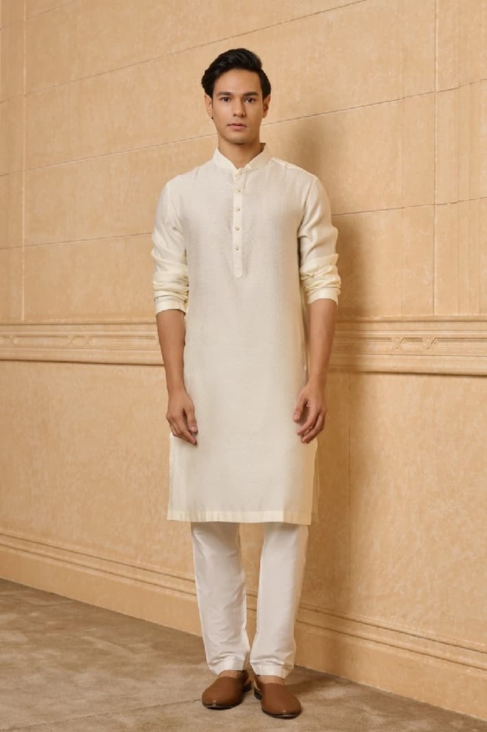 Men's White Festive Kurta Set
