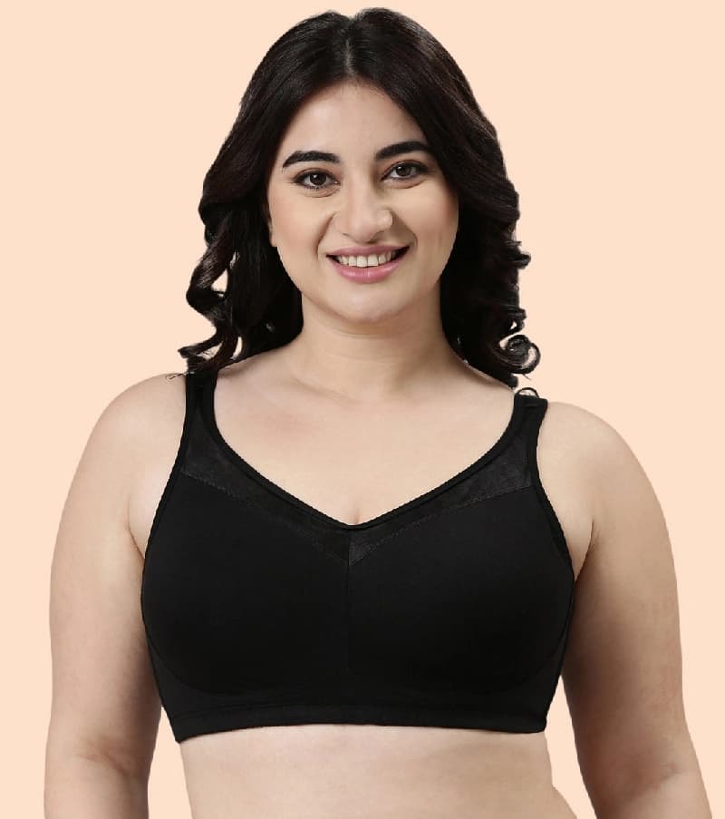 Women's Black Sports Solid Bra