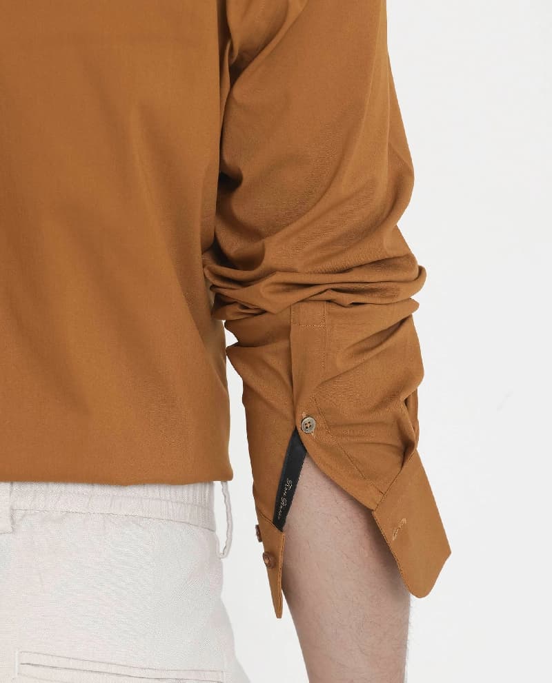 Men's Brown Formal Solid Regular Fit Shirt