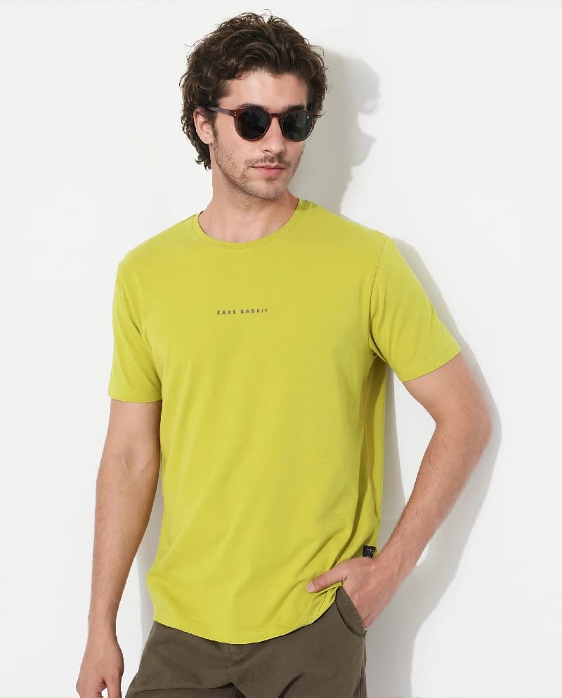 Men's Green Casual Solid Regular Fit Tshirt