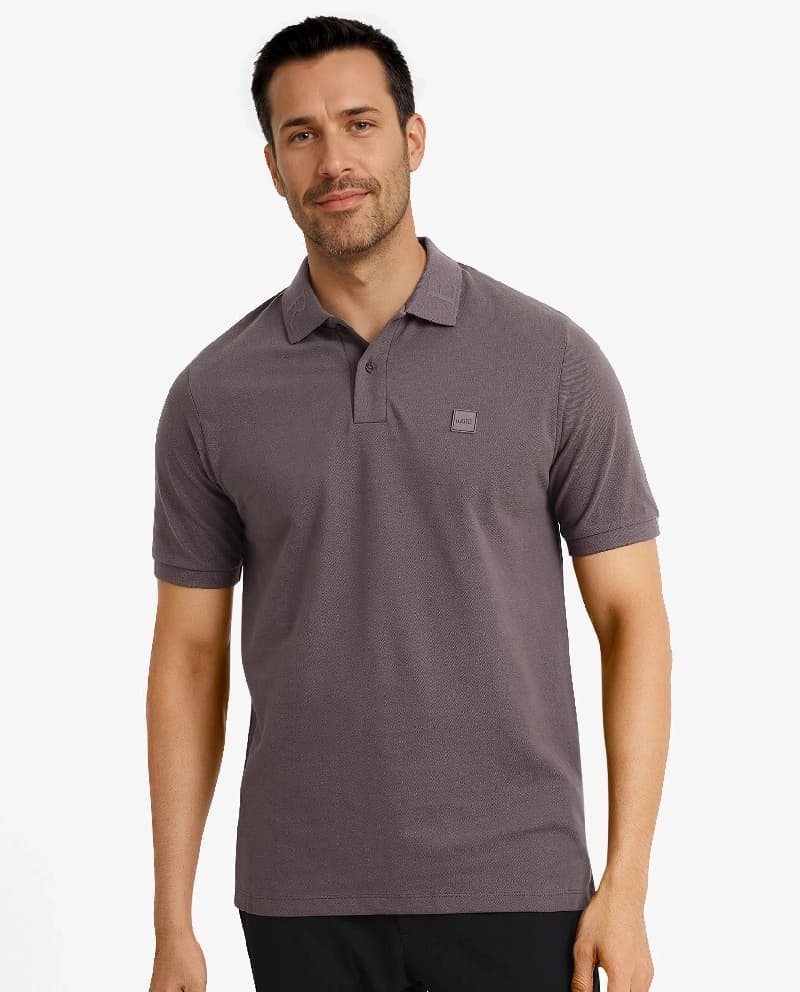 Men's Grey Casual Solid Regular Fit Polo Tshirt