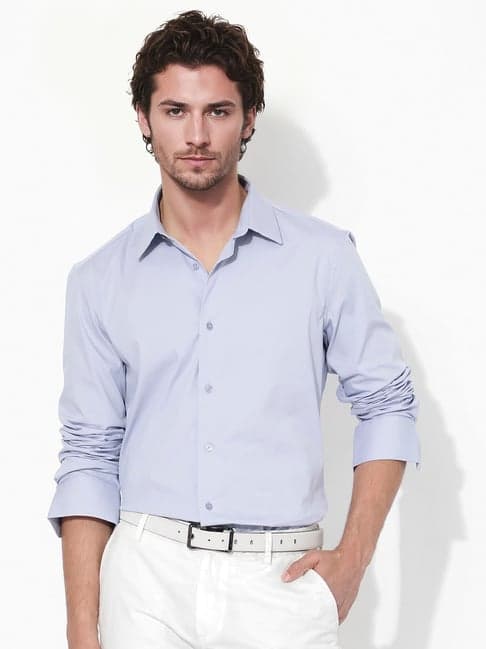 Men's Purple Formal Solid Regular Fit Shirt