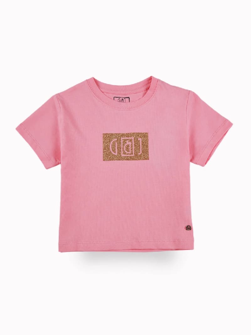 Girls Pink Casual Half Sleeves Cropped Top