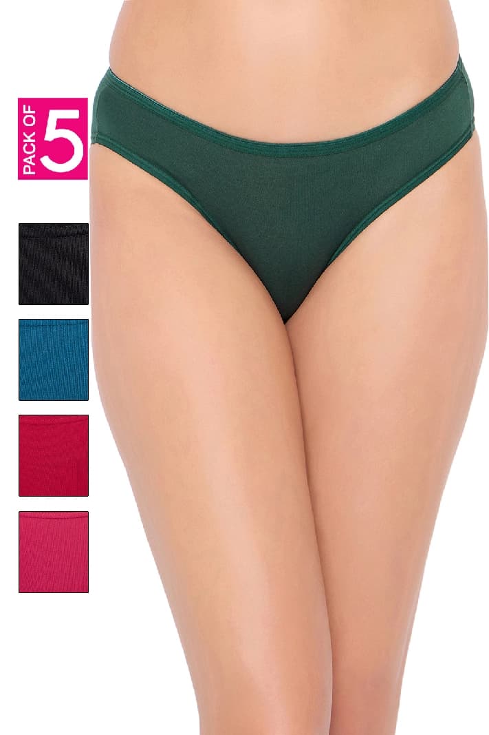 Women's Multicolor Solid Cotton Panties - Pack of 5