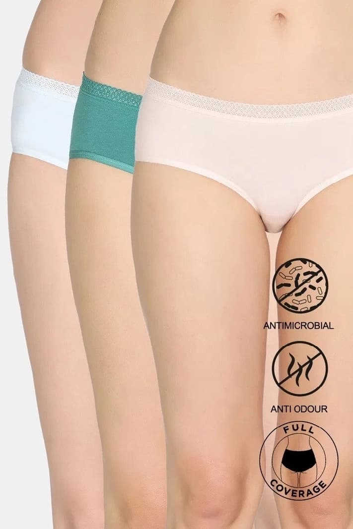 Women's Multicolor Low Rise Full Coverage Hipster Panty - Set of 3