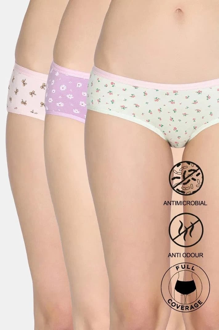 Women's Multicolor Low Rise Full Coverage Hipster Panty - Set of 3