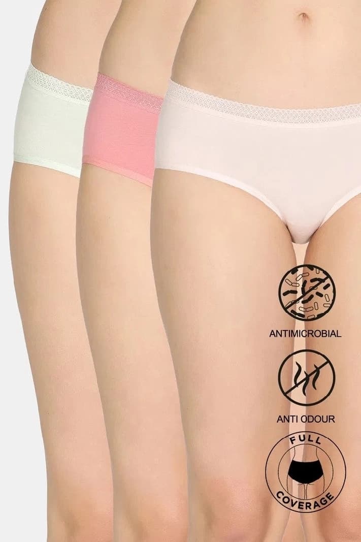 Women's Multicolor Low Rise Full Coverage Hipster Panty - Set of 3