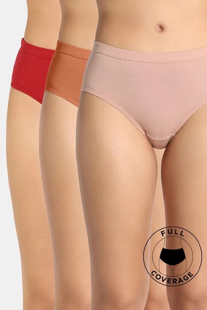 Women's Multicolor Mid Rise Full Coverage Hipster Panty - Set of 3