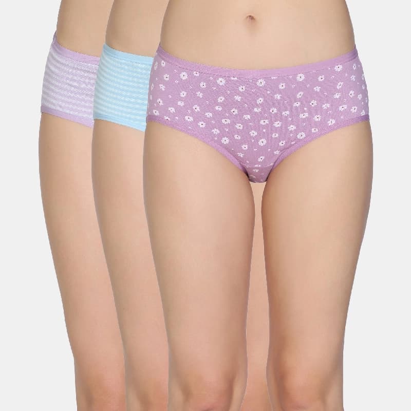 Women's Multicolor Medium Rise Full Coverage Hipster Panty - Set of 3