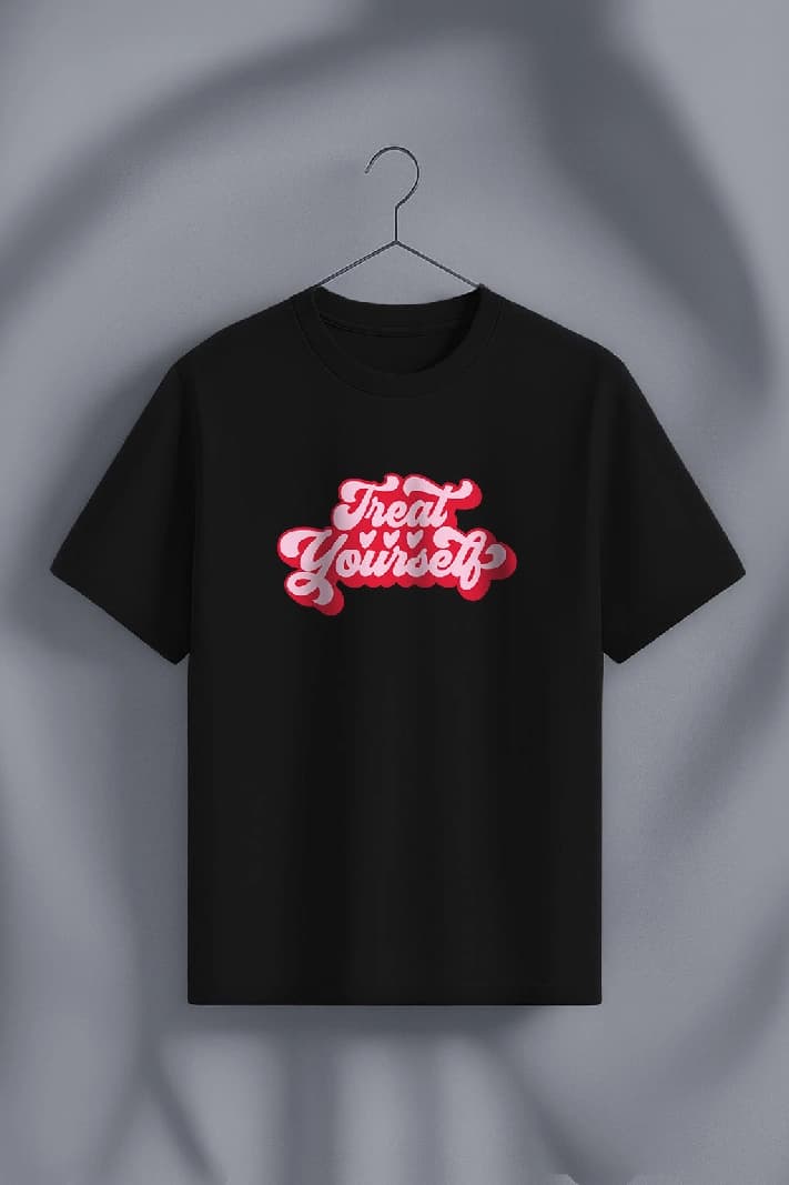 Women's Black Casual Printed Regular Fit Tshirt