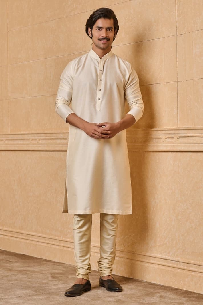 Men's Beige Casual Solid Regular Fit Kurta