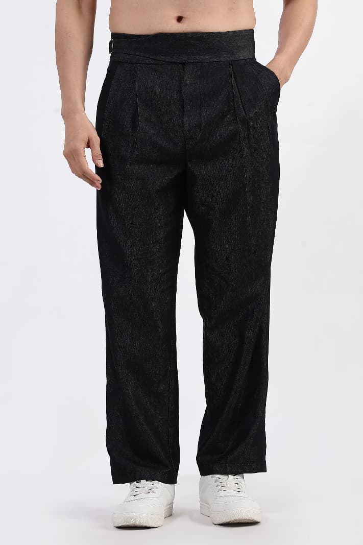 Unisex Black Casual Solid Regular Fit Trouser