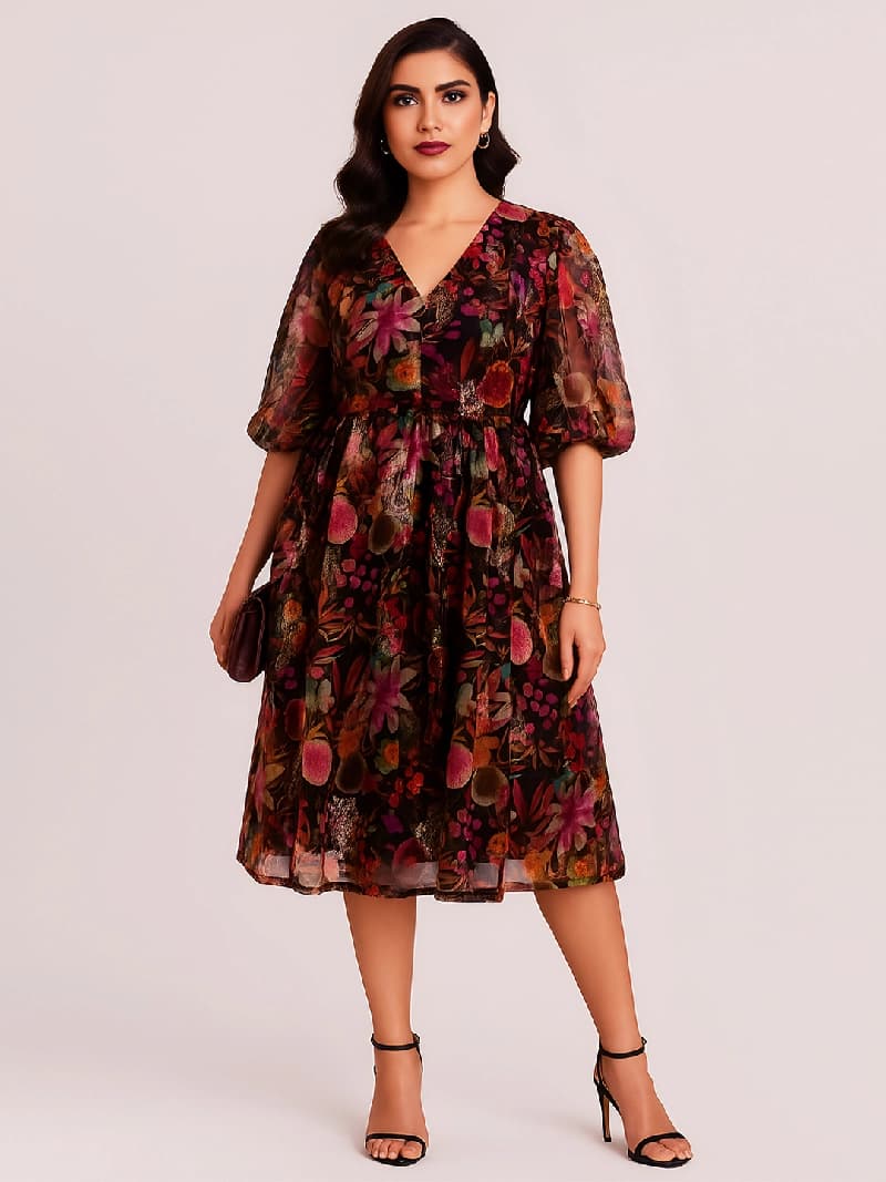 Women's Multicolor Festive Floral Dress
