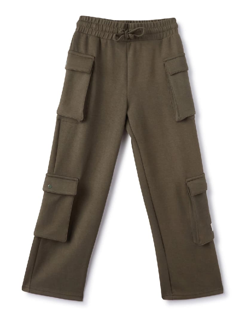 Boys Olive Casual Low Rise Modal Solid Cargos