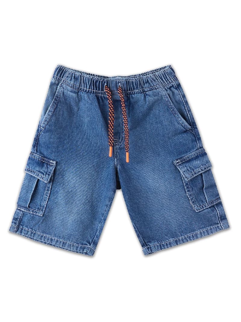 Boys Blue Casual Low Rise Cargos Pocket Elasticated Shorts