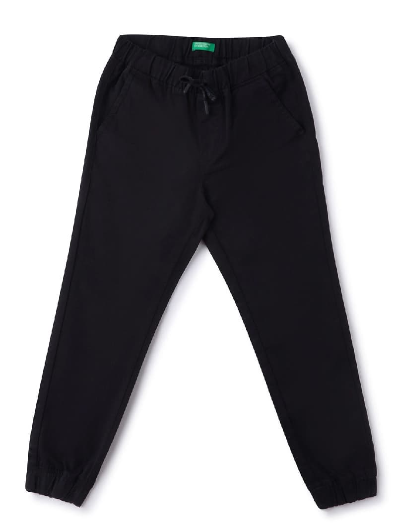 Boys Black Casual Low Rise Basic Core Joggers