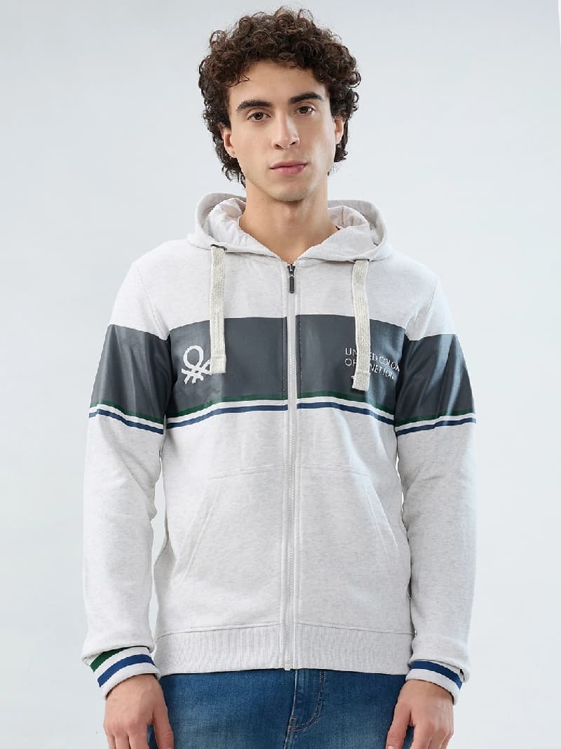 Men's Grey Casual Solid Regular Fit Hoodie