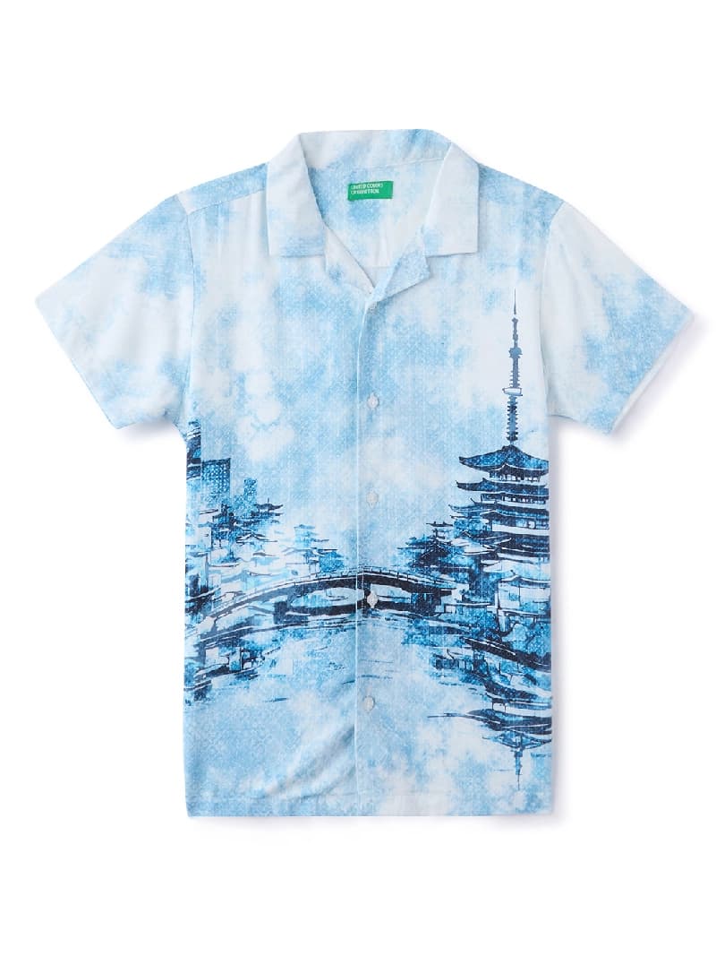 Boys Blue Casual Regular Fit Printed Half Sleeves Shirt