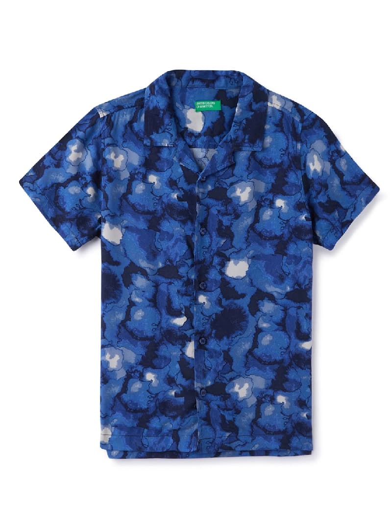 Boys Blue Casual Regular Fit Printed Half Sleeves Shirt