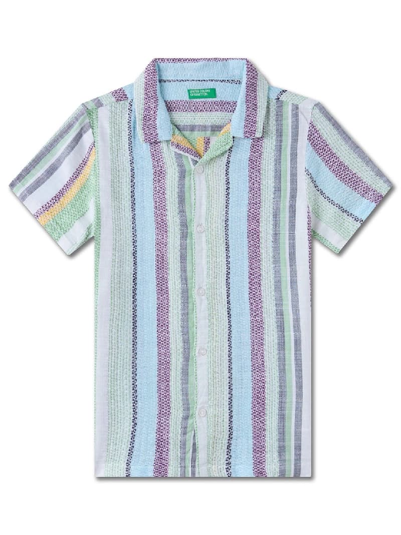 Boys Multicolor Casual Regular Fit Striped Half Sleeves Shirt