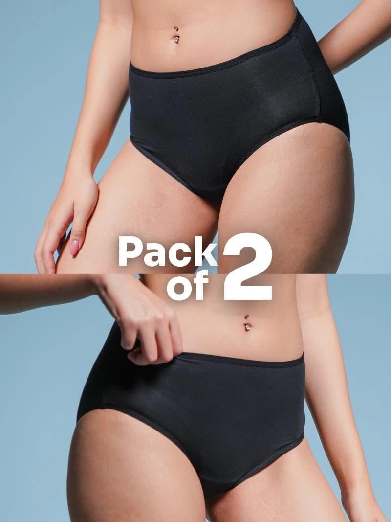 Women's Black Every Day Medium Coverage Solid Panty - (Pack of 2)