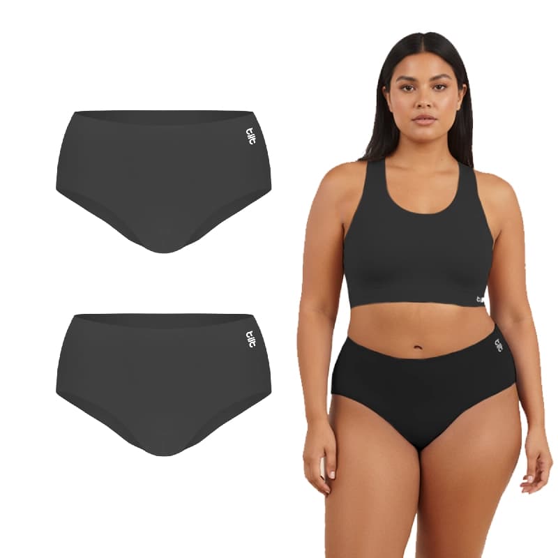 Women's Black Every Day Medium Coverage Solid Panty - (Pack of 2)