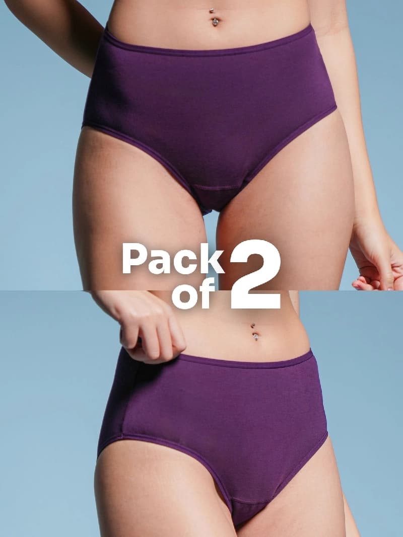 Women's Purple Every Day Medium Coverage Solid Panty - (Pack of 2)