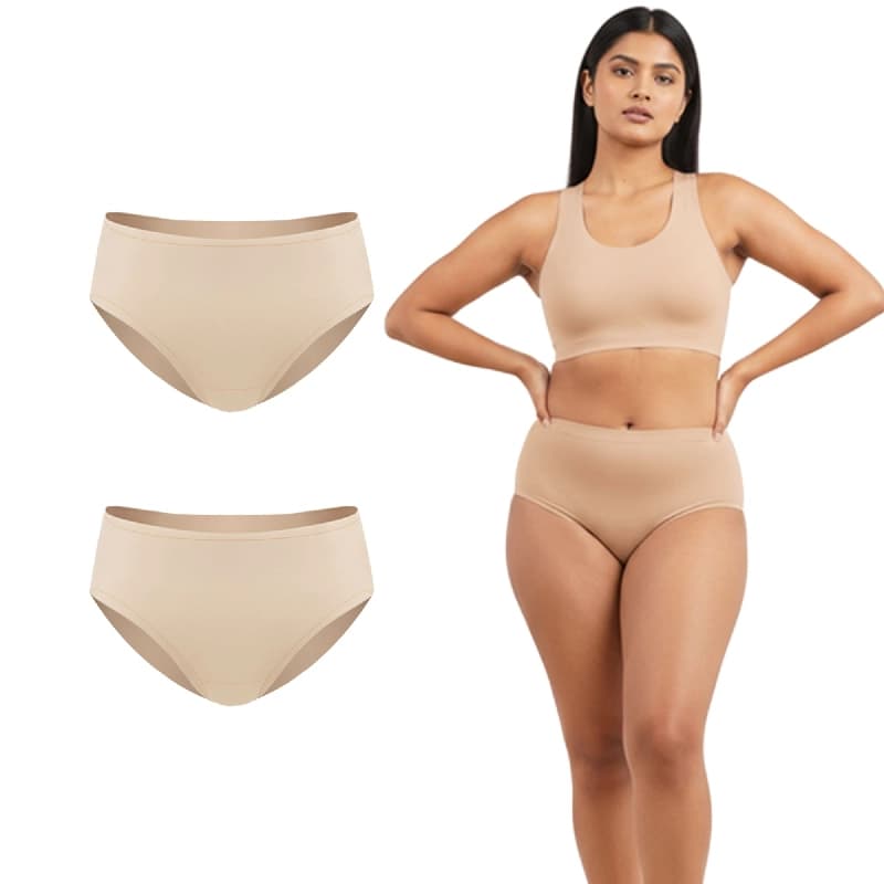 Women's Beige Every Day Medium Coverage Solid Panty - (Pack of 2)