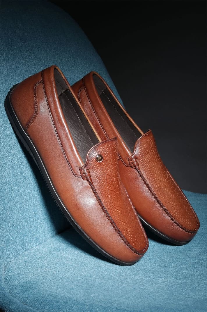 Men's Leather Tan Formal Moccasins Shoes