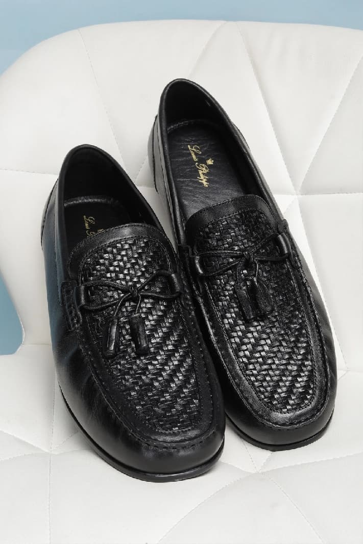 Men's Leather Black Formal Moccasins Shoes